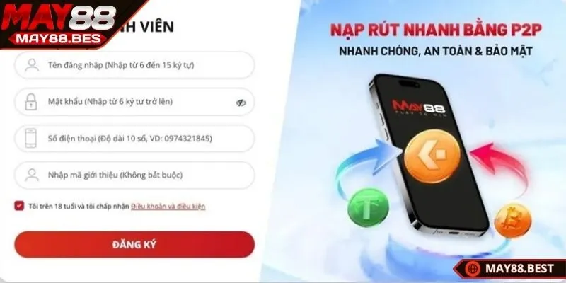 Tạo tài khoản qua trang web chính thức của nhà cái